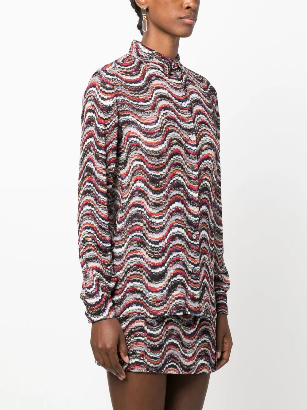 Jacquard Button-Up Shirt - Understated Glamour for Every Day