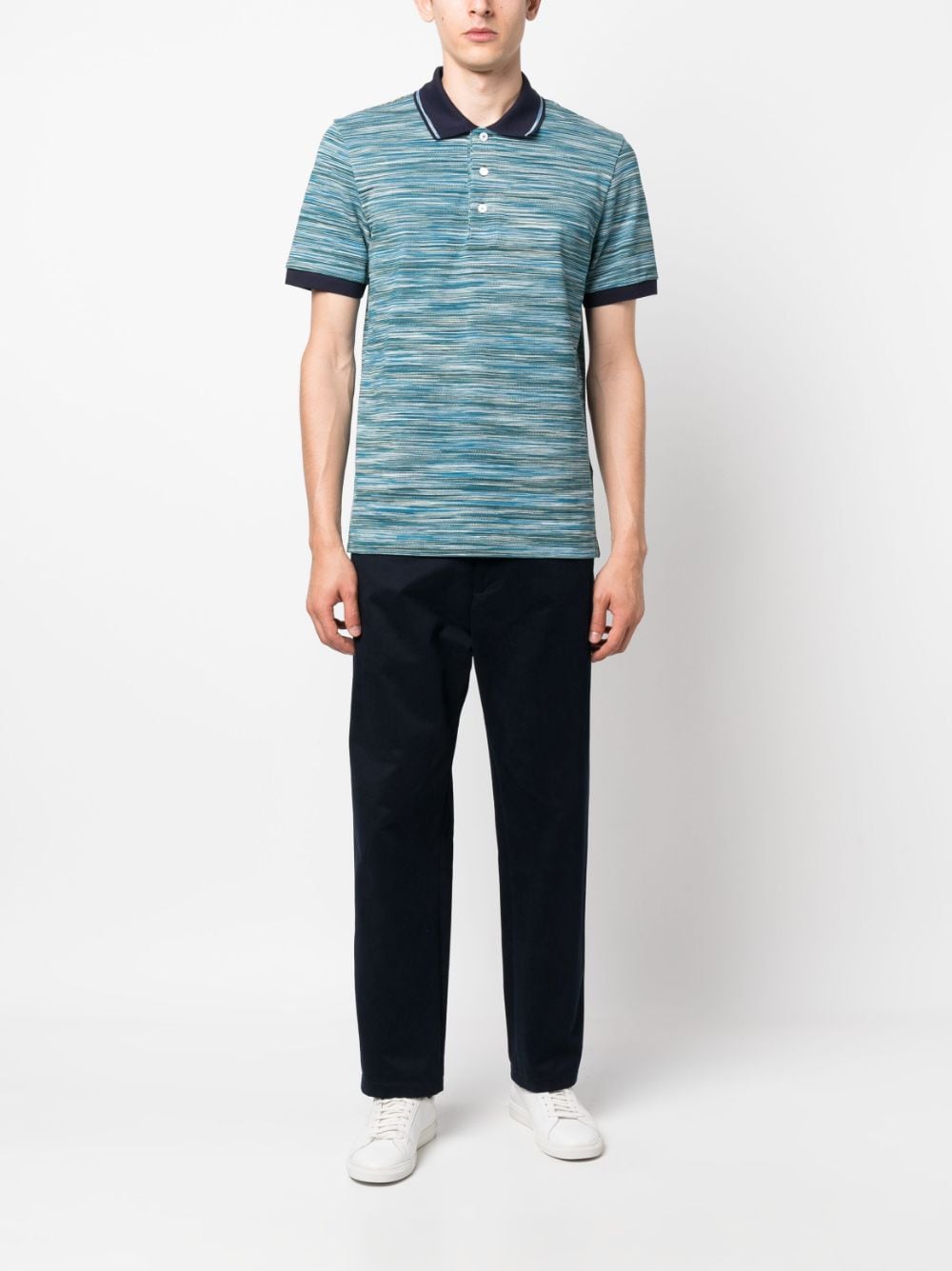 Missoni striped fine-knit polo shirt - Blauw