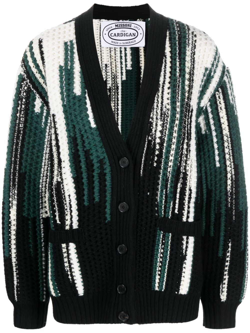 Missoni Graphic-print Buttoned Cardigan In Green