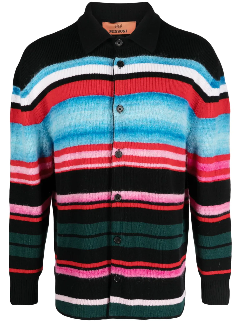 Missoni Striped Wool-blend Cardigan In Black