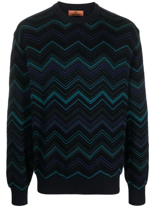 Missoni zig zag Pattern cotton blend Jumper Blue FARFETCH HK