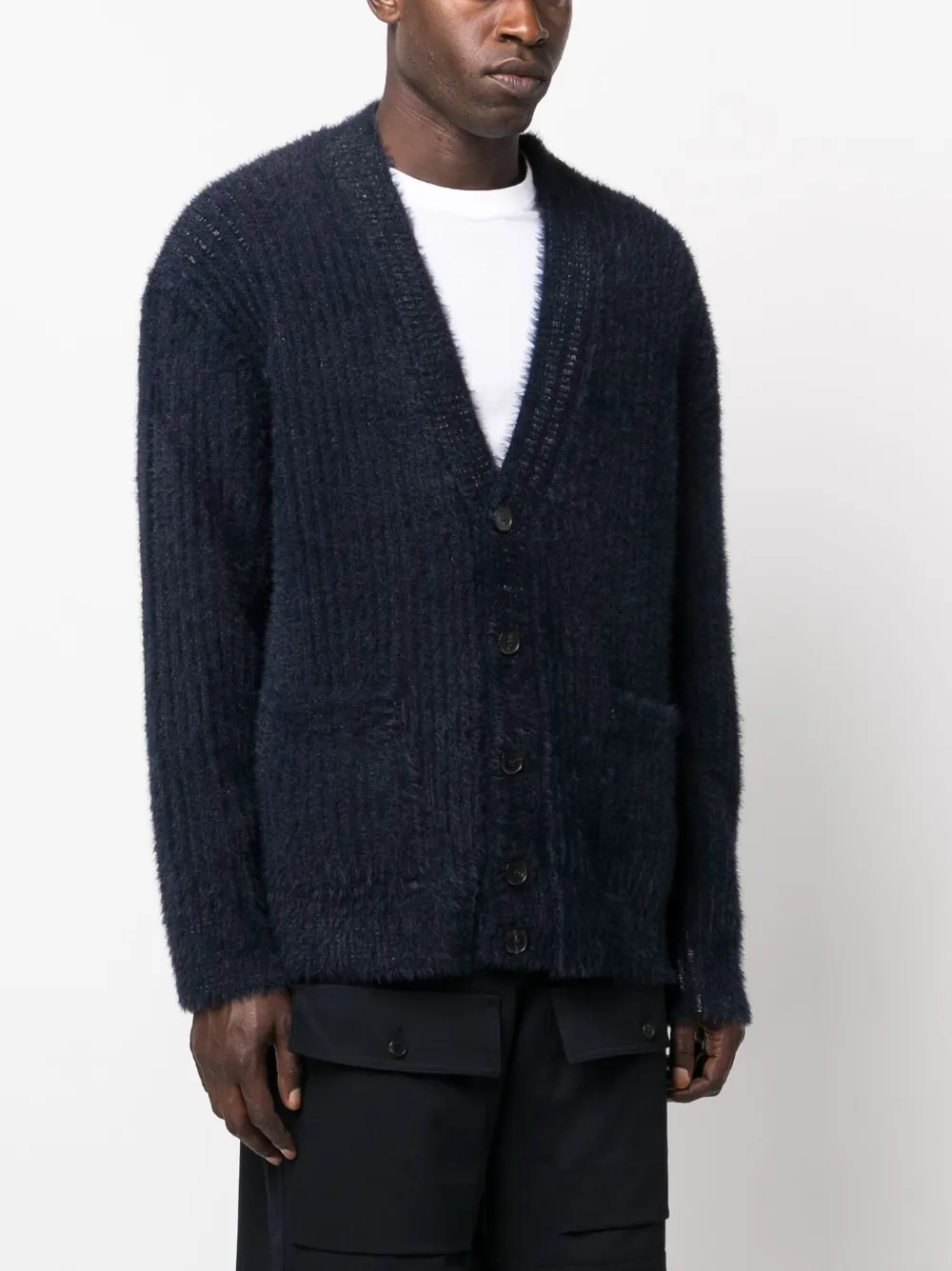 Shop Missoni V-neck Knitted Cardigan In Blue