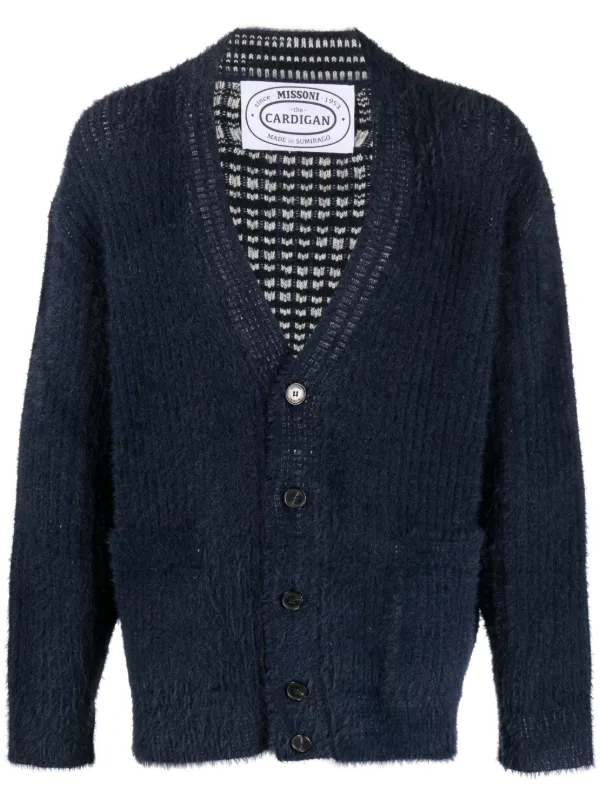 Missoni V-neck Knitted Cardigan in Blue