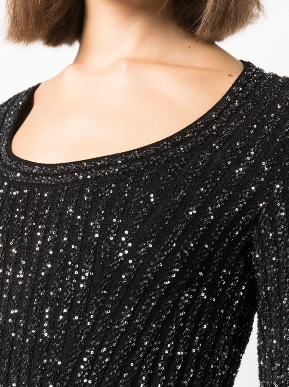 Shop Missoni Sequin-embellished Ribbed-knit Jumper In Black