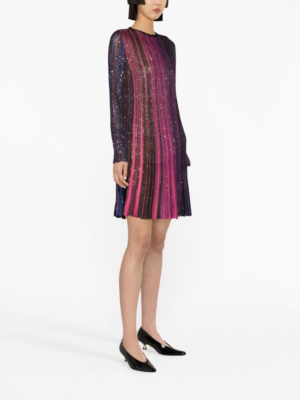 Shop Missoni Sequin-embellished Pleated Minidress In Pink