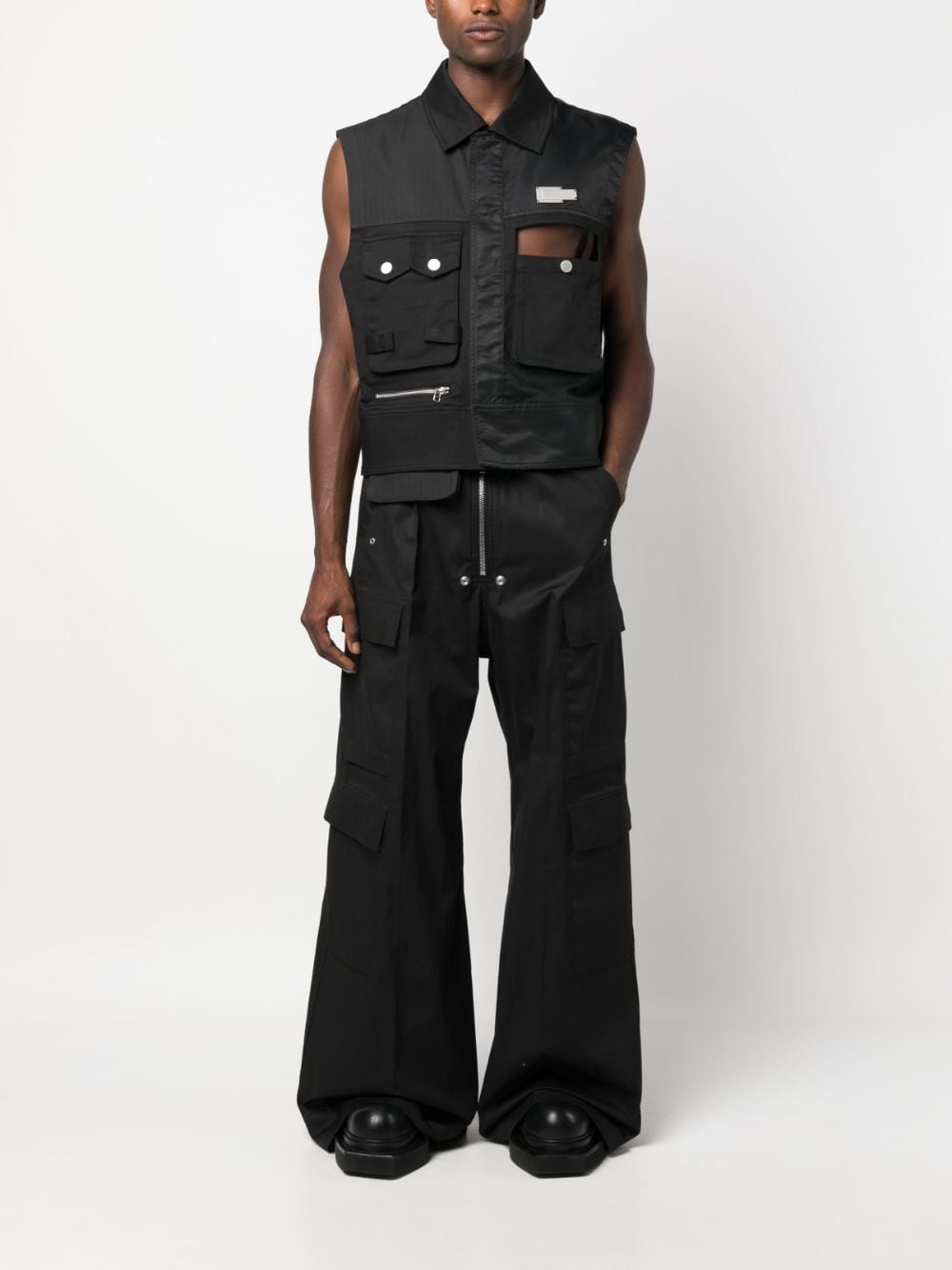 Shop Feng Chen Wang Cut-out Pocket Panelled Gilet In Black