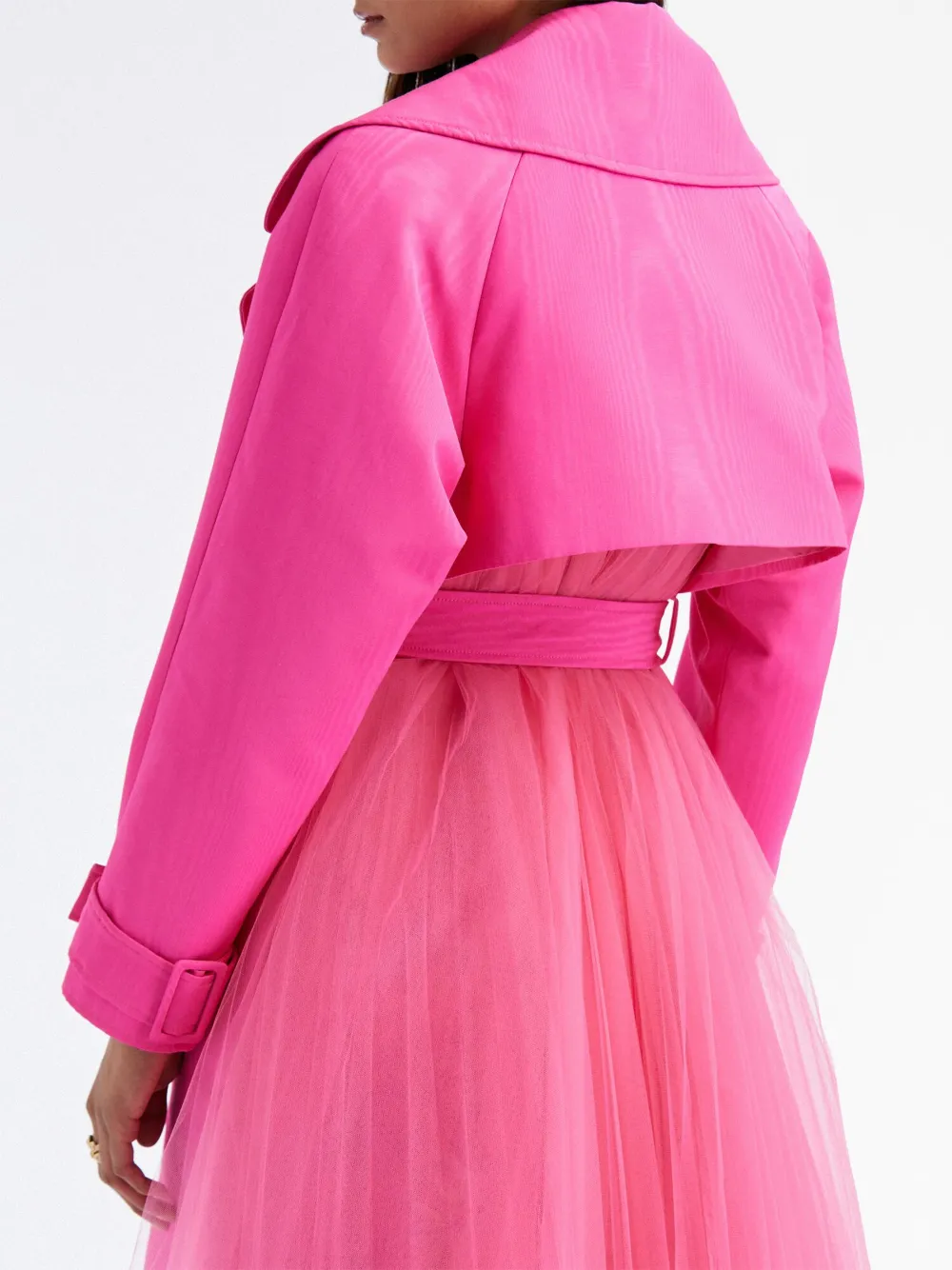 Oscar De La Renta Moire Faille Tulle Trench Coat Farfetch oscar-de-la-renta-moire-faille-tulle-trench-coat-farfetch