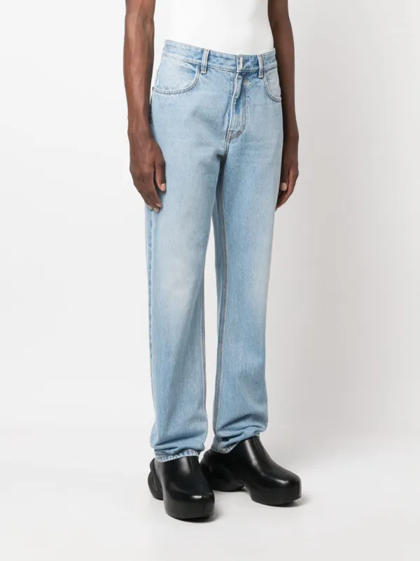 デニム・ジーパン Givenchy Relaxed-Fit High-Waisted Wide-Leg Jeans GIVENCHY Wide-Leg Washed-Denim Jeans in Blue | endource
