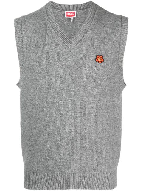 Kenzo Boke Flower-embroidery wool vest Men