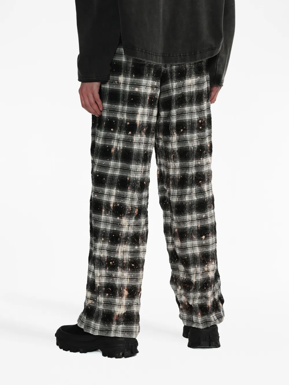 We11 Done Check-pattern Track Trousers In Black