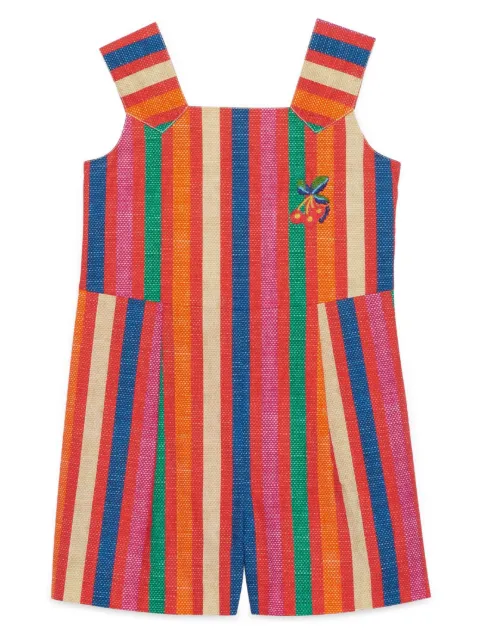 Gucci Kids stripe-print cotton dungarees