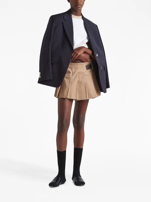 ミニスカート Prada Brown Crepe Mini Skirt Prada Pleated Gabardine Miniskirt | Brown | FARFETCH