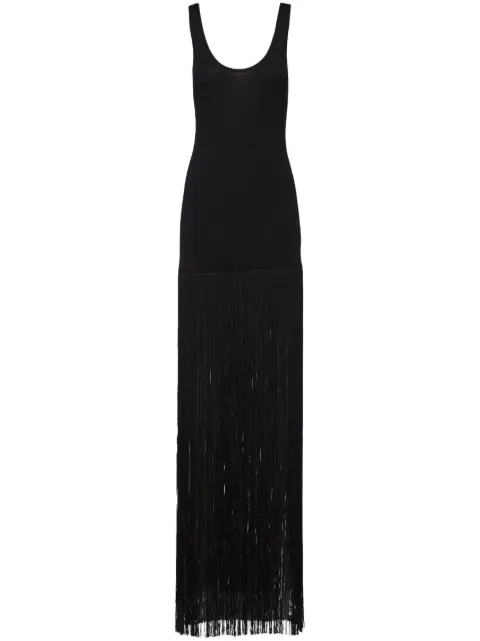 Prada sleeveless fringed knitted dress