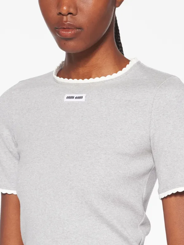MIU MIU ホワイト ハート型レース襟 Tシャツ XS - メルカリ