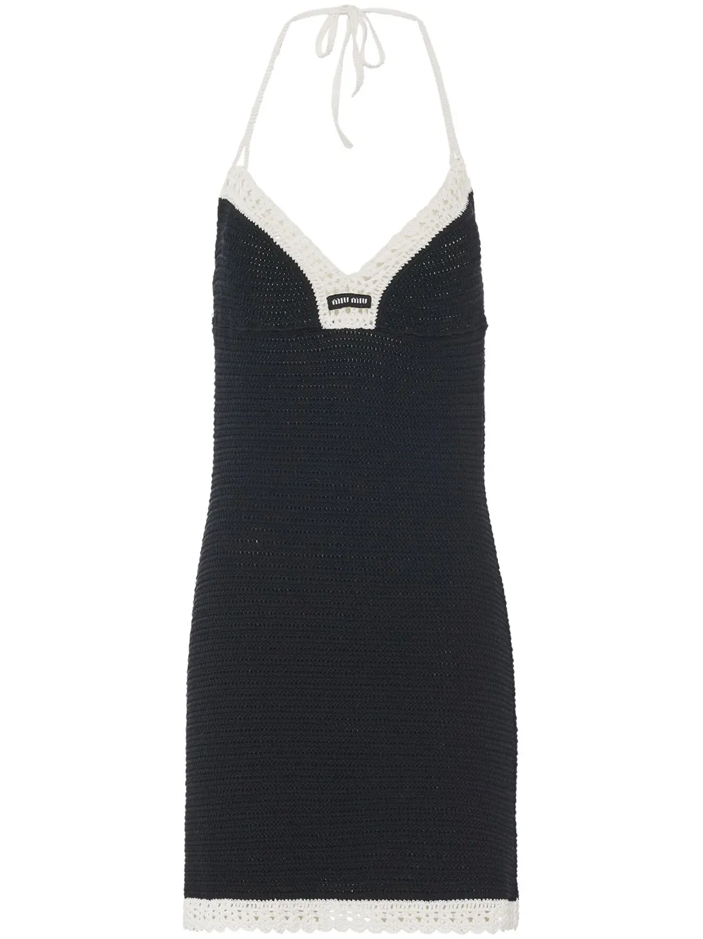 miu miu crochet dress Miu Miu Stripe-Pattern Crochet Minidress - White