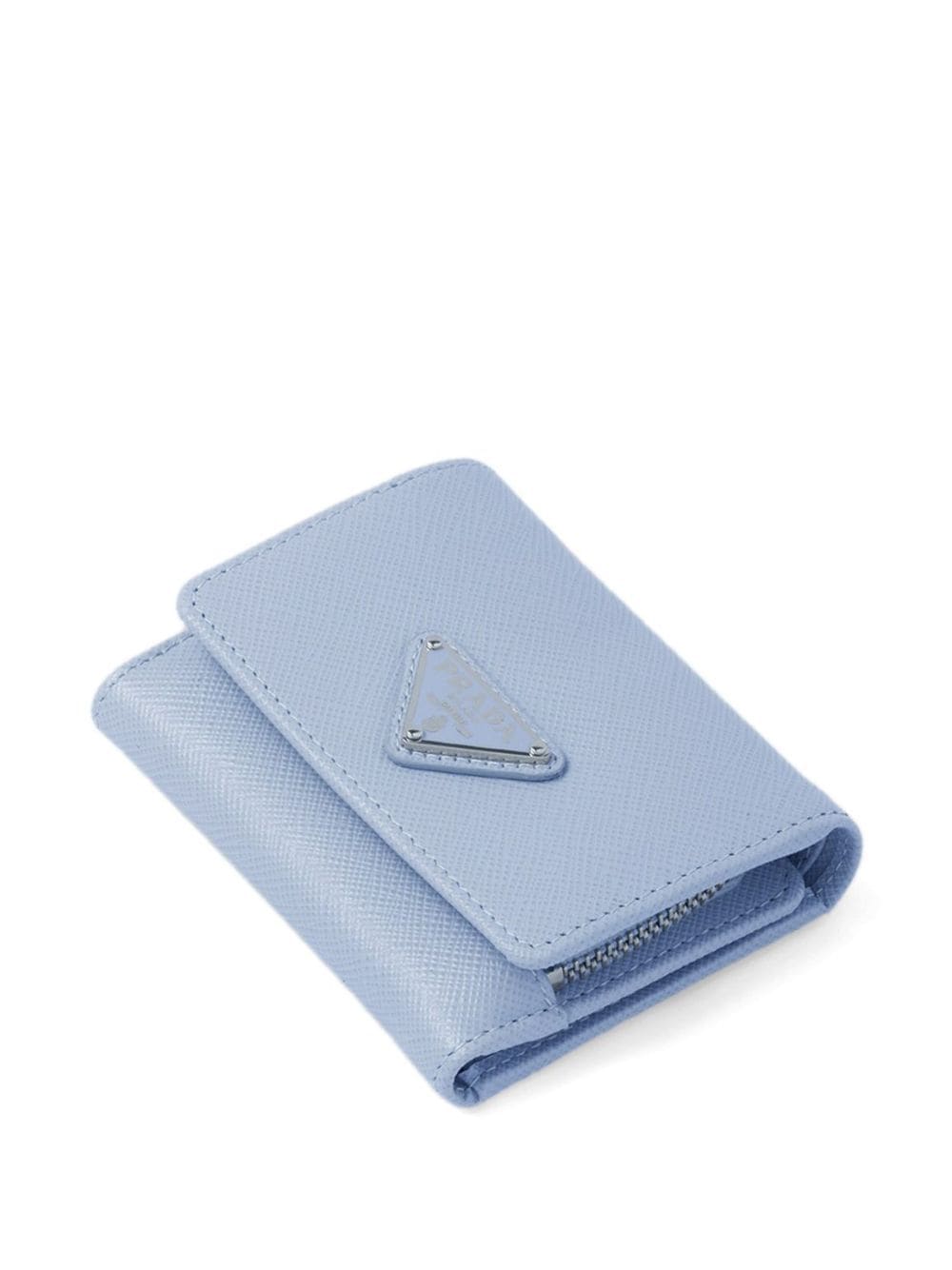 Shop Prada Triangle-logo Saffiano Leather Wallet In Blue