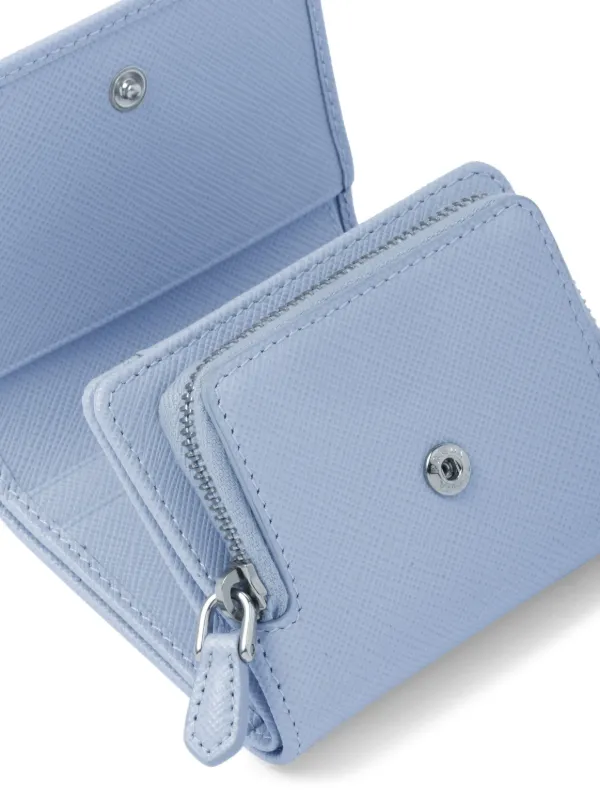 Prada triangle-logo Saffiano Leather Wallet | Blue | FARFETCH