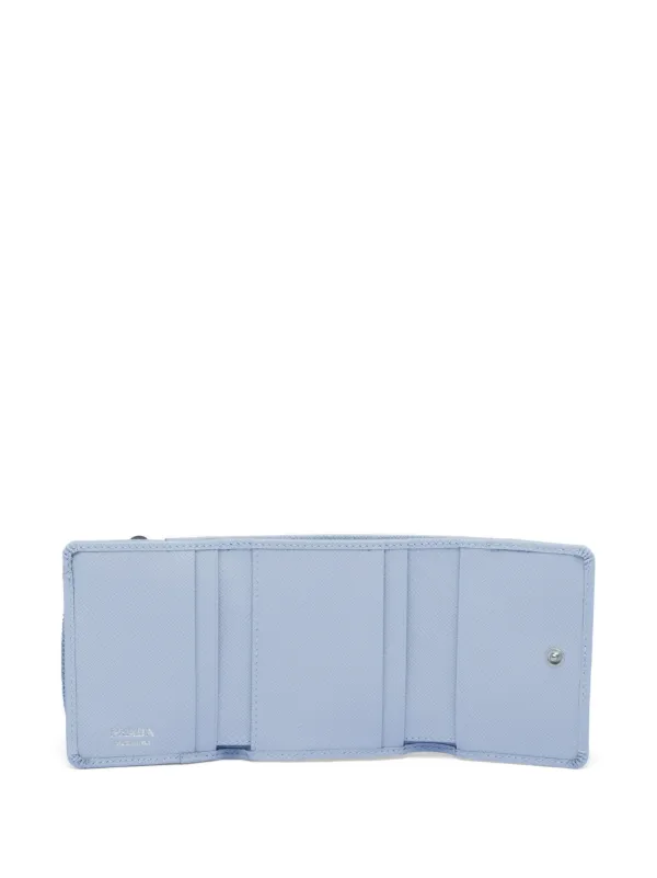 Prada triangle-logo Saffiano Leather Wallet | Blue | FARFETCH