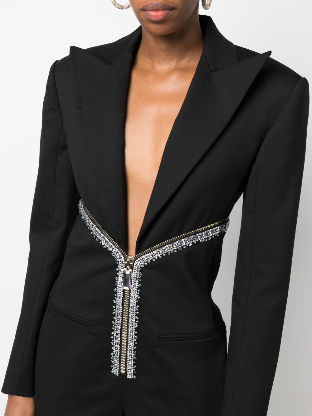Shop Genny Crystal-embellished Tailored-design Jumpsuit In Black