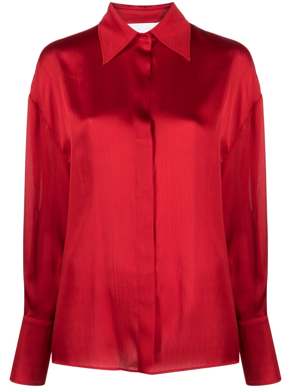 Genny satin-finish button-up shirt - Red