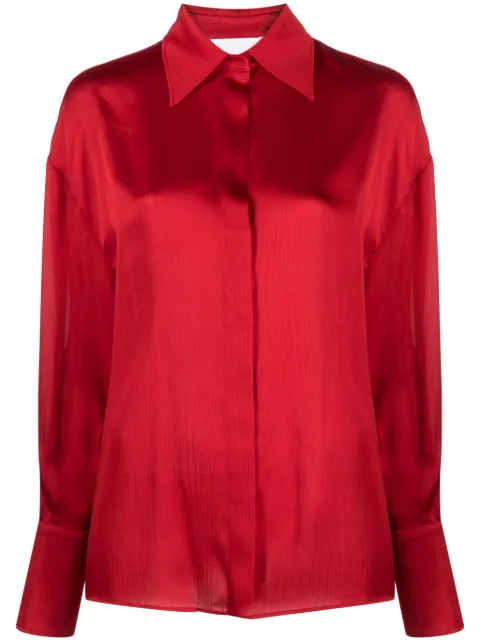 Genny satin-finish button-up shirt