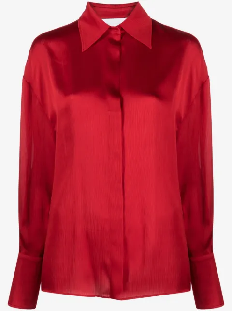 Genny satin-finish button-up shirt