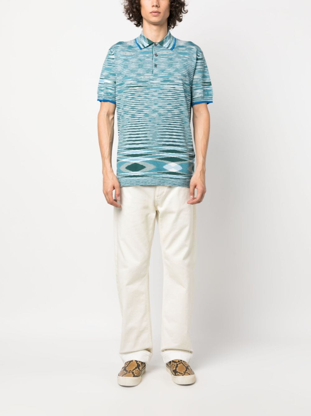 Missoni striped cotton polo shirt - Blauw