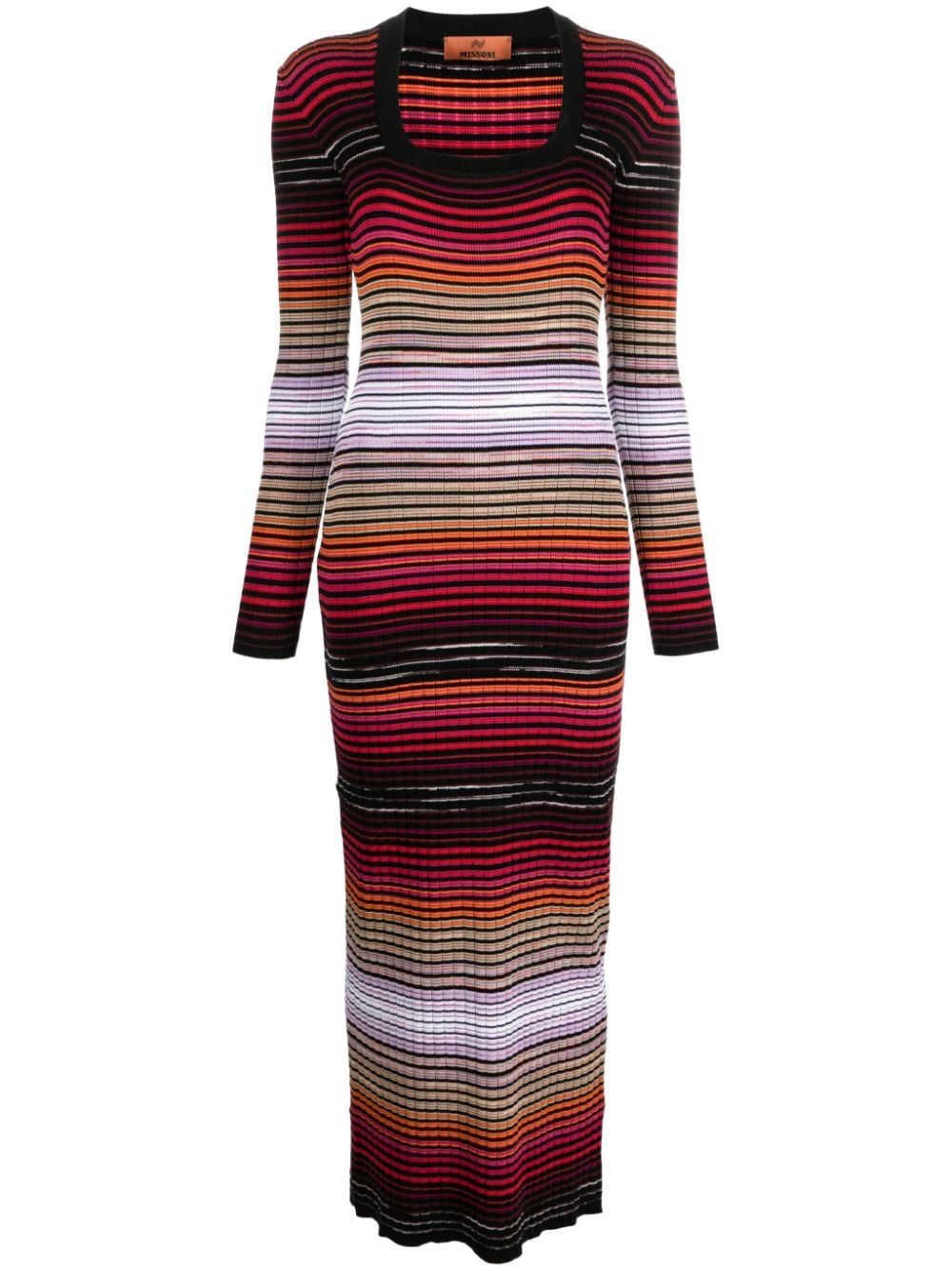 Missoni Striped Knitted Midi Dress In Schwarz