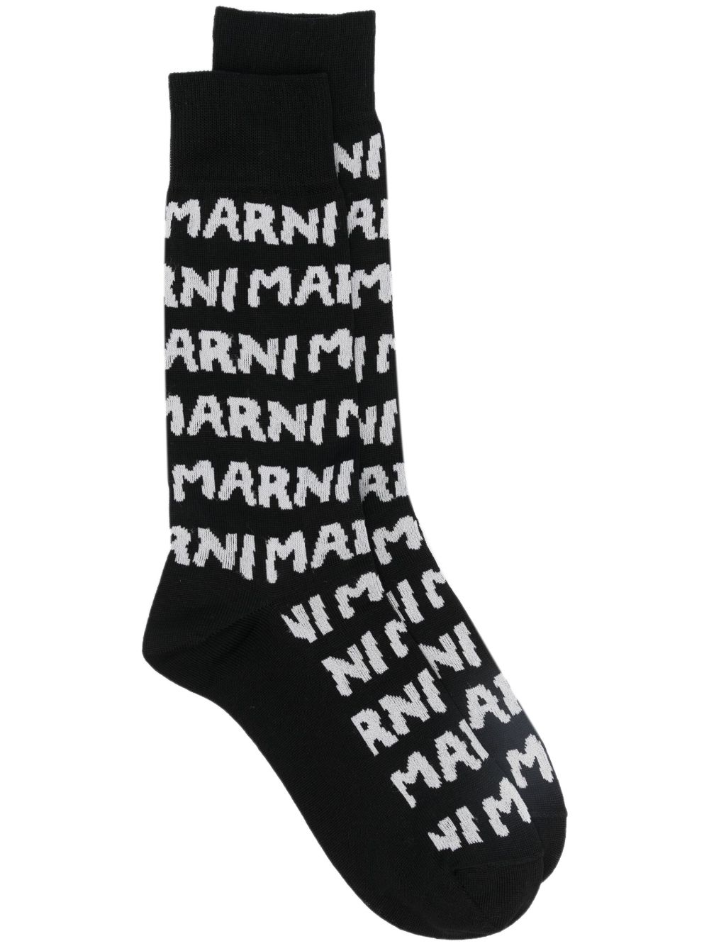 Shop Marni Mega  Intarsia-knit Socks In Black
