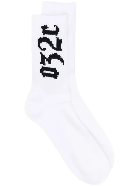 032c logo-embroidered ribbed socks 