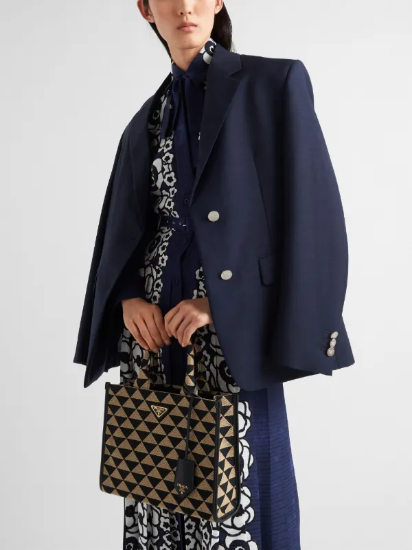 ジャケット Prada Multicolor Wool Blazer Prada detachable-collar Wool Blazer | Blue | FARFETCH