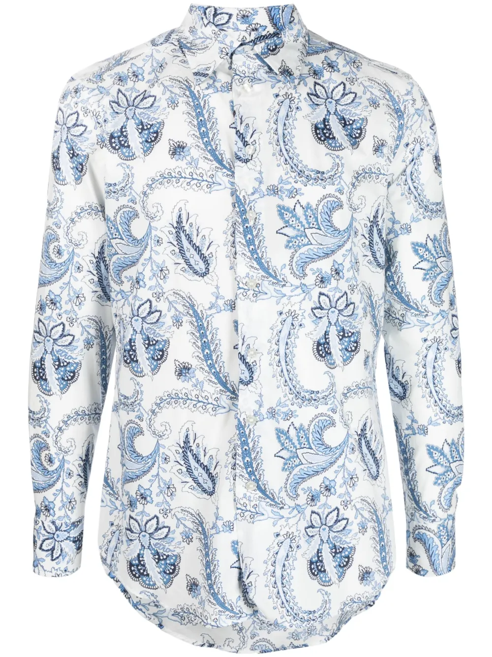 Etro White Shirt With Blue Paisley Print In Weiss