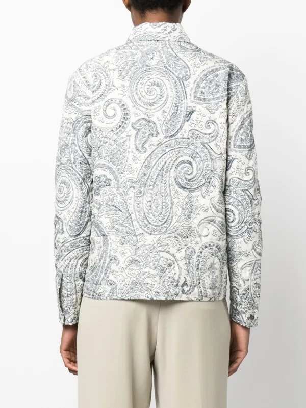 【関税&送料込】Etro White Jacquard Jacket With Crossover De ETRO paisley-print Quilted Jacket | White | FARFETCH
