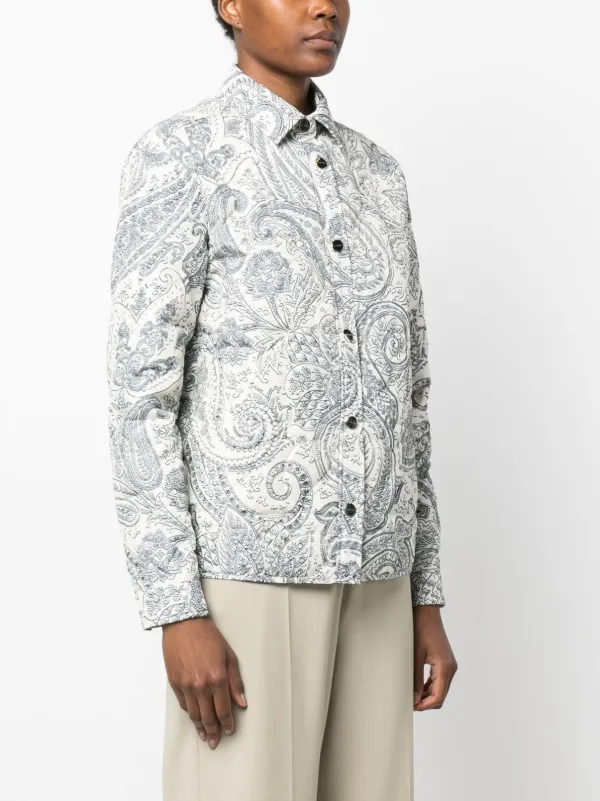 ジャケット ETRO White jacquard jacket with crossover detail Shop ETRO - Fil Coupé Jacquard Shacket | Saks Fifth Avenue