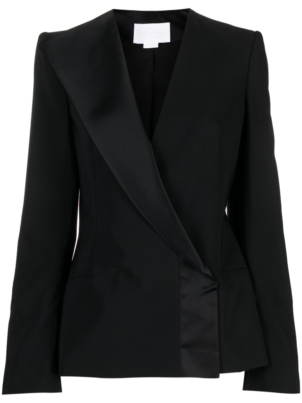 Genny single-breasted asymmetric-lapel blazer - Black