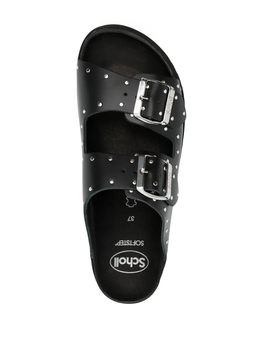 Scholl Beatriz stud-embellished leather slides Black