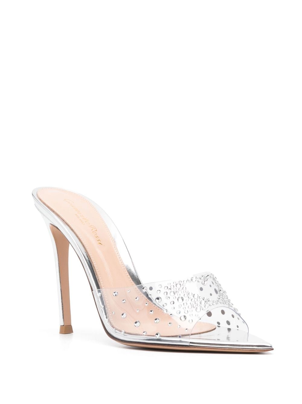 Shop Gianvito Rossi Elle Crystal-embellished 110mm Mules In Silver