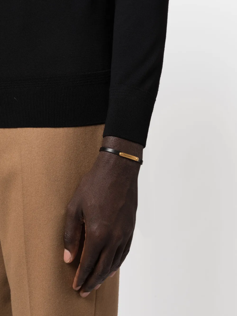 Saint Laurent Leren armband - Zwart
