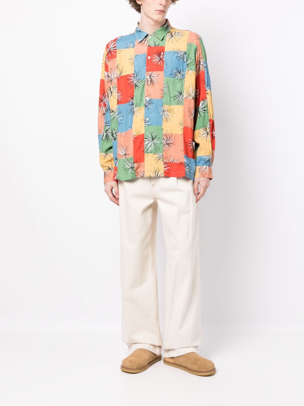 BODE patchwork-style long-sleeve shirt - Bruin