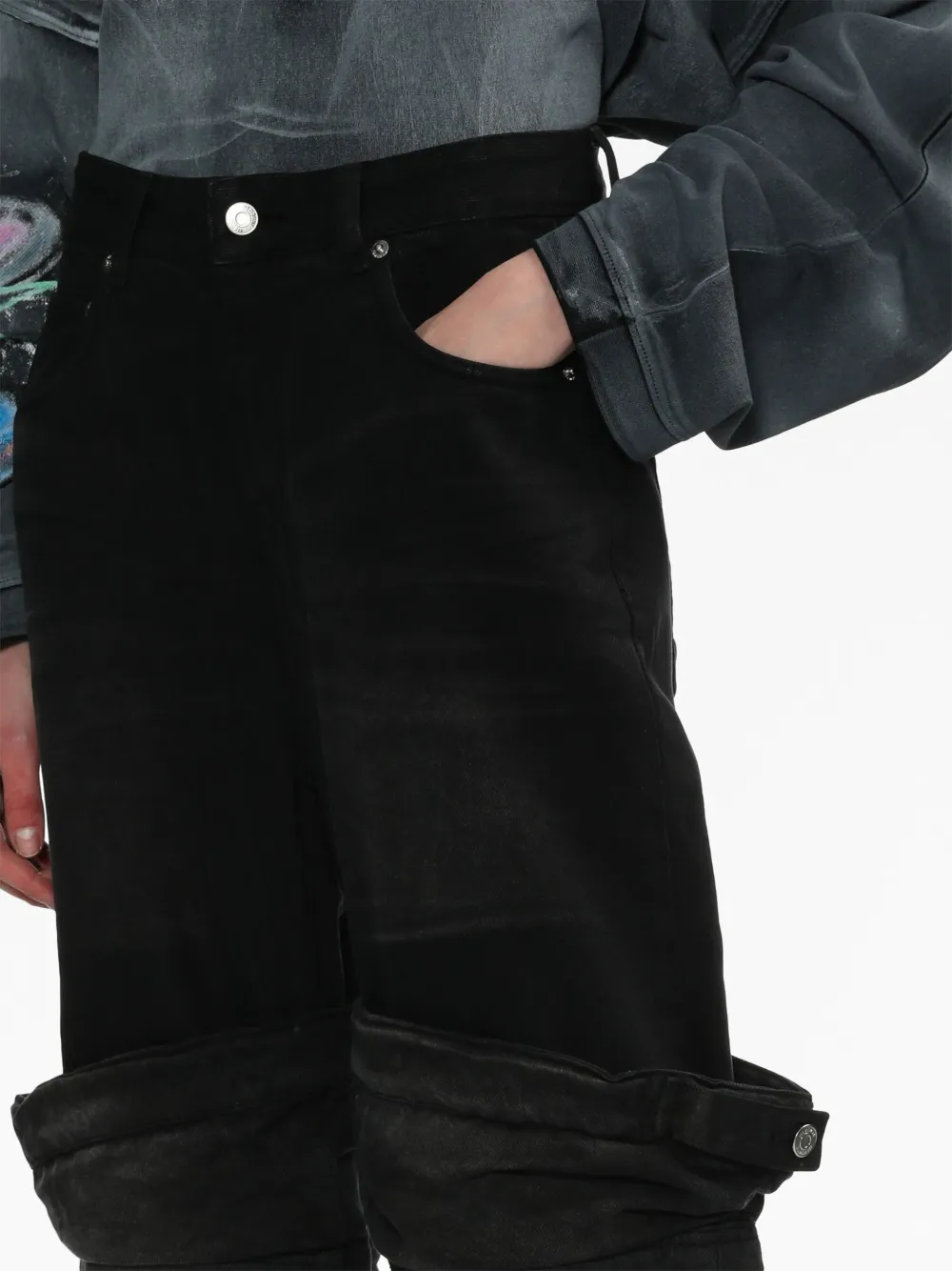 We11 Done Layered-effect Wide-leg Jeans In Schwarz