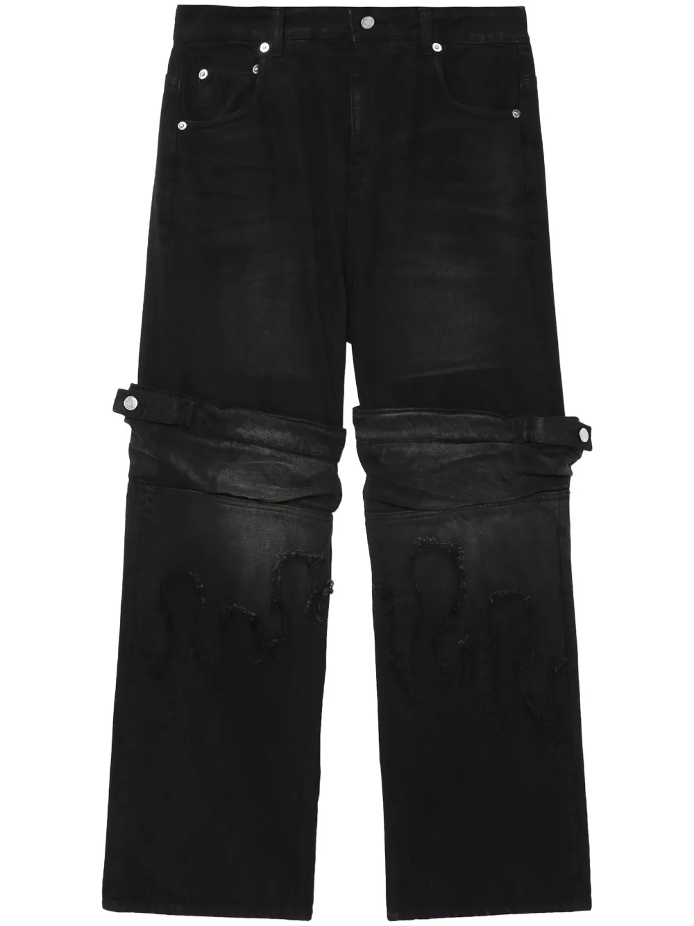 We11 Done Layered-effect Wide-leg Jeans In Schwarz
