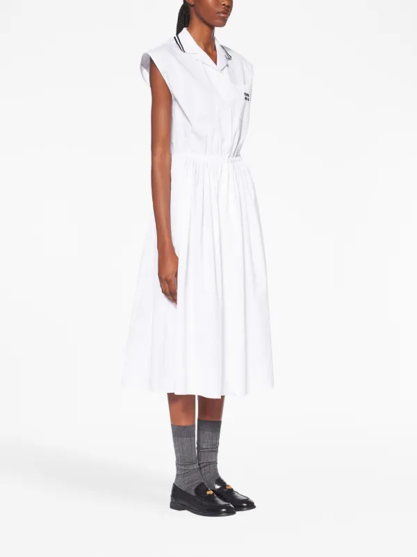 Miu Miu Poplin Midi Dress | White | FARFETCH