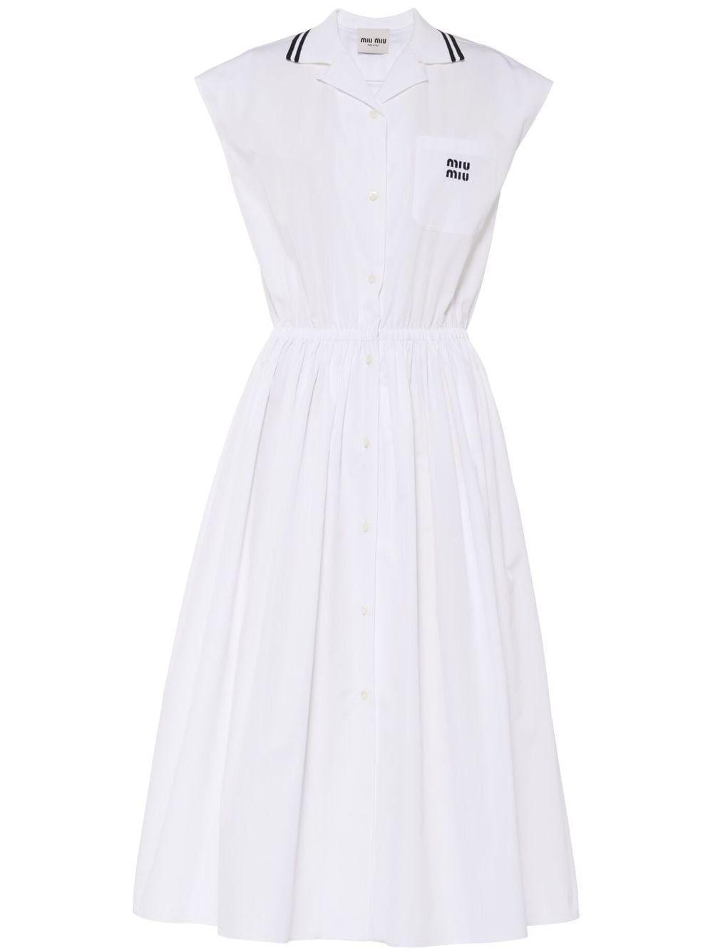 Miu Miu Poplin Midi Dress In White