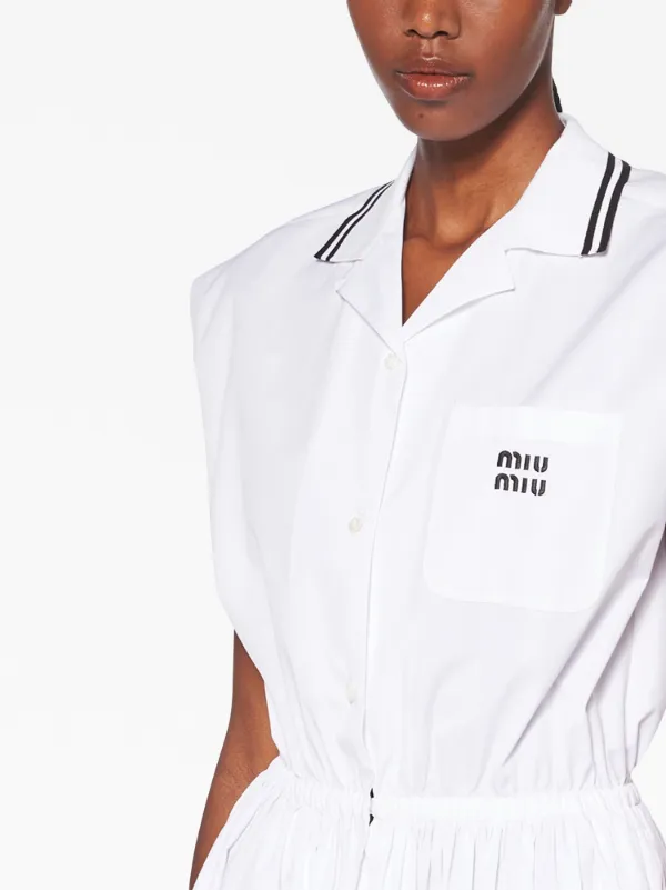 Miu Miu Poplin Midi Dress | White | FARFETCH