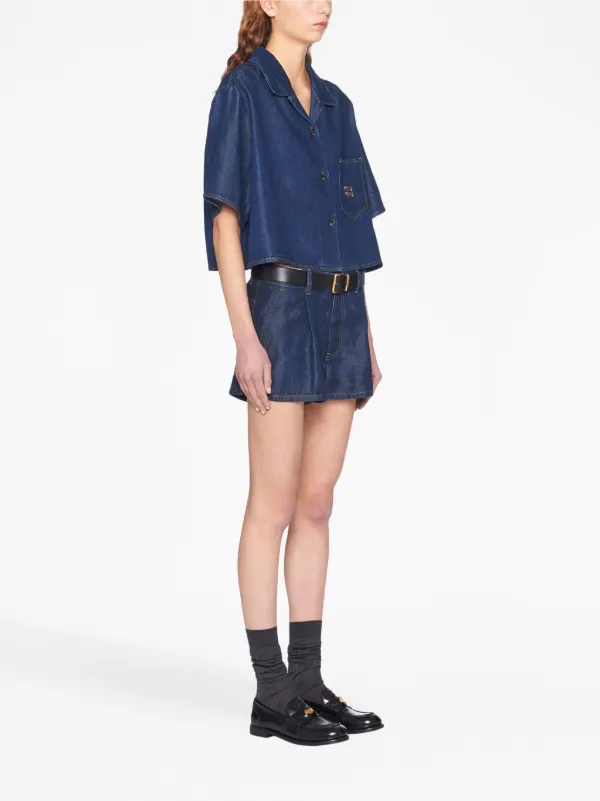 ショートパンツ MiuMiu | Denim shorts GWP424_13WH_F0018_S_231 MIU MIU - ミュウミュウ GWP424 総ロゴデニムショートパンツ