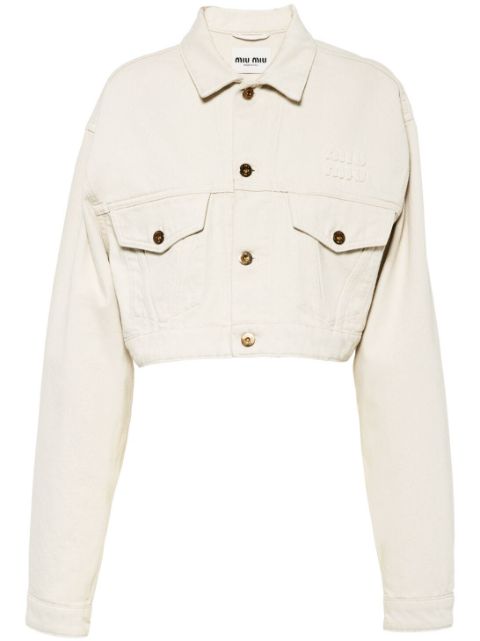 Miu Miu logo-applique denim jacket Women