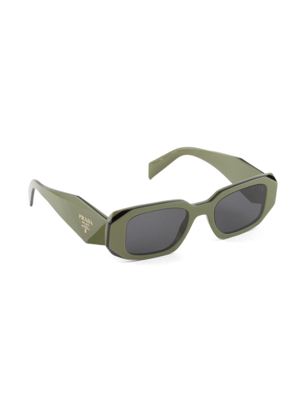 Shop Prada Symbole Rectangle-frame Sunglasses In Green