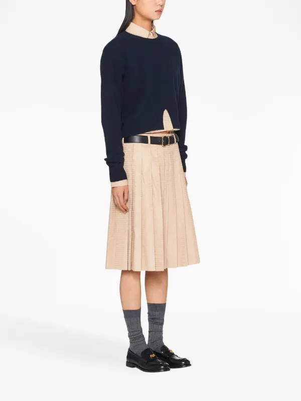 Miu Miu logo-jacquard Pleated Skirt - Farfetch