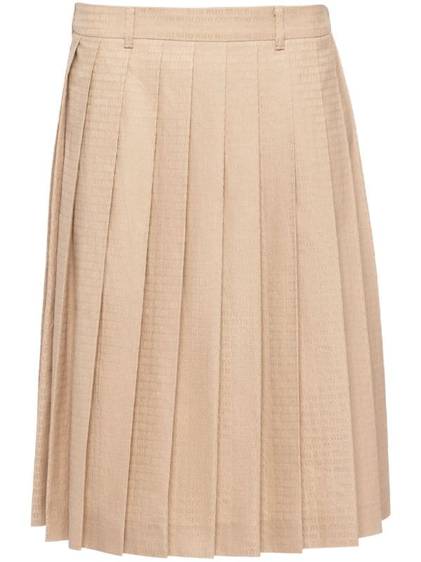 予算案美品ミュウミュウ 近年物 ロゴ プリーツスカート 高級シルク100% ピンク スカート
