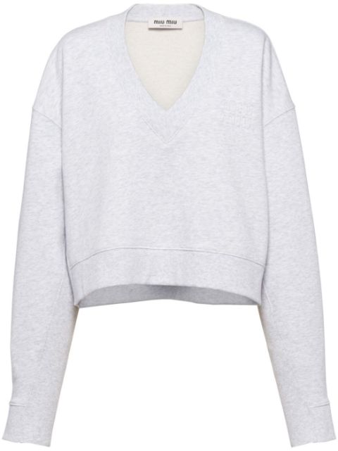 Miu Miu logo-embroidered fleece sweatshirt